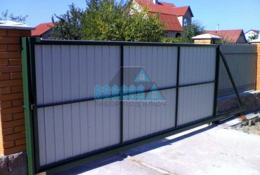 Откатные ворота из профнастила